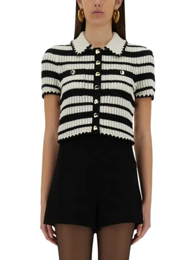 SELF-PORTRAIT SELF-PORTRAIT STRIPED CROCHET TOP