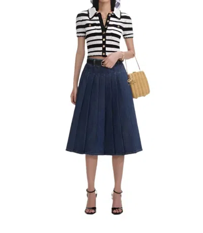 SELF-PORTRAIT STRIPED CROCHET TOP IN CREAM AND BLACK