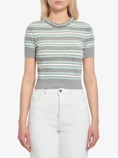 SELF-PORTRAIT STRIPED CROPPED TSHIRT