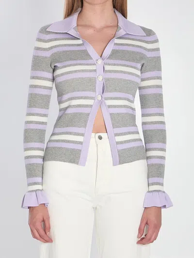 SELF-PORTRAIT STRIPED KNIT TOP