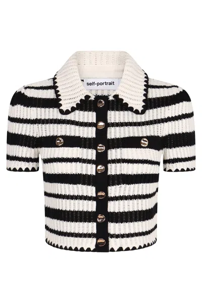 SELF-PORTRAIT STRIPED KNIT TOP