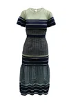 Self-portrait Self Portrait Striped Mesh Column Dress In Multicolor Polyester In Multi