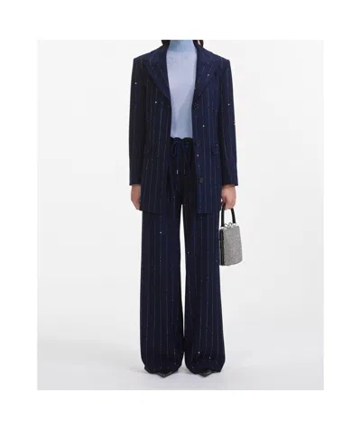 Self-portrait Striped Trousers In Black