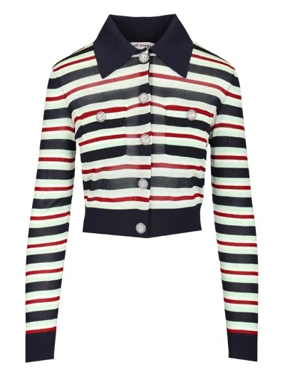 SELF-PORTRAIT STRIPED VISCOSE JUMPER TOPS BLUE