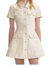 Self-portrait Structured Beige Dress With Classic Collar And Flap Pockets In Neutral