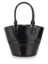 Self-portrait Structured Black Leather Tote With Detachable Charm In Black
