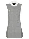 Self-portrait Structured Black Mini Dress With High Collar In Gray
