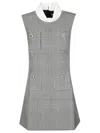 Self-portrait Structured Black Mini Dress With High Collar In Gray