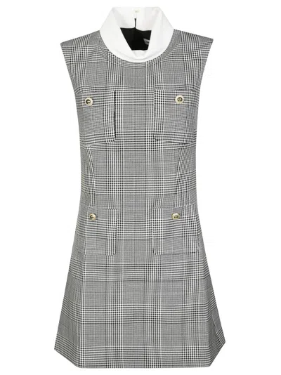 SELF-PORTRAIT STRUCTURED BLACK MINI DRESS WITH HIGH COLLAR