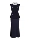 Self-portrait Self Portrait Navy Boucle Sleeveless Midi Dress In Black