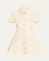 Self-portrait Structured Beige Dress With Classic Collar And Flap Pockets In Neutral