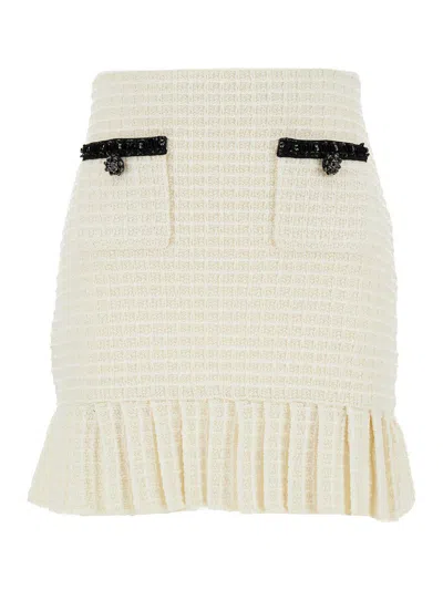 SELF-PORTRAIT SELF-PORTRAIT STRUCTURED KNIT MINI SKIRT