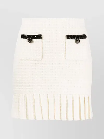 Self-portrait Self Portrait Knitted Mini Skirt With Sequins In Neutral
