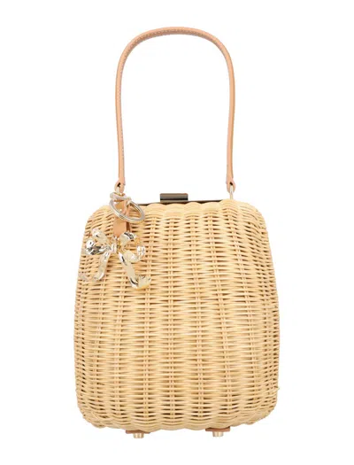 Self-portrait Structured Rattan Bag In Brown