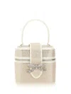 Self-portrait Structured Satin Beauty Case With Rhinestone Embellishments In Multi