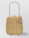 Self-portrait Structured Wicker Top Handle Shoulder Bag In Brown