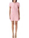 Self-portrait Womens Bead-embellished Short-sleeve Knit Mini Dress Pink In Pink