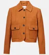 Self-portrait Cropped Suede Jacket In Brown