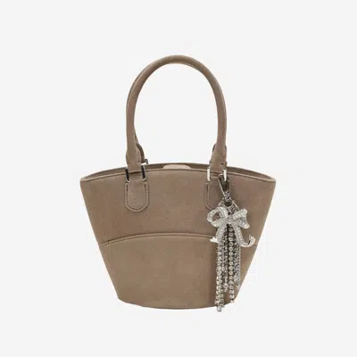 Self-portrait Suede Leather Bag With Pendants In Brown