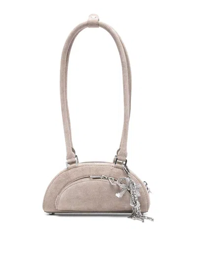 Self-portrait Suede Mini Shoulder Bag In Gray