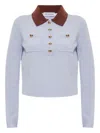 Self-portrait Sweater With Classic Contrast Collar In Blue