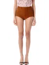 Self-portrait Suede Short In Brown