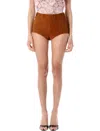 Self-portrait Suede Shorts In Brown