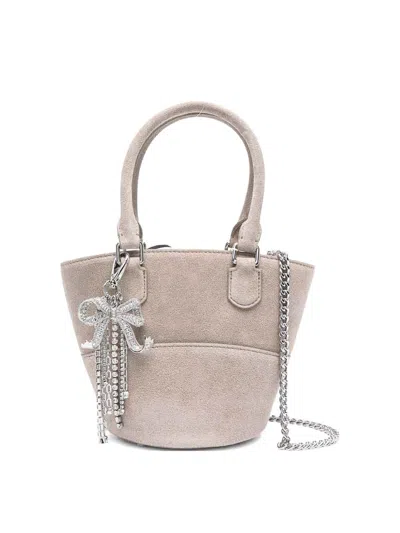 Self-portrait Suede Tote Bag In Gray