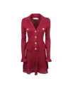 Self-portrait Self Portrait Women Burgundy Pointelle Knit Long-sleeved Mini Dress In Red