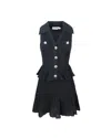 Self-portrait Pointelle-knit Sleeveless Mini Dress In Blue
