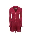 Self-portrait Self Portrait Women Burgundy Pointelle Knit Long-sleeved Mini Dress In Red