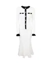 Self-portrait Pointelle Knit Contrast Midi Dress