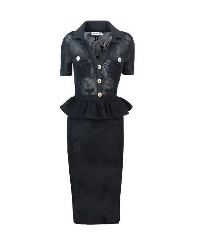 Self-portrait Abito Midi Black Bow Crochet