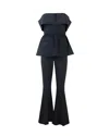 Self-portrait Black Crepe Off Shoulder Jumpsuit Black In Black