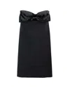 Self-portrait Black Sleeveless Mini Dress With Bandeau And Beaded Oversize Bow In Tech Fabric Woman In Black
