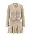Self-portrait Metallic-effect Ruffled Knit Dress In Neutral