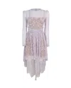 Self-portrait Lilac Lace Asymmetric Mini Dress In Purple