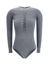 Self-portrait Long-sleeved Wool Bodysuit In Blue