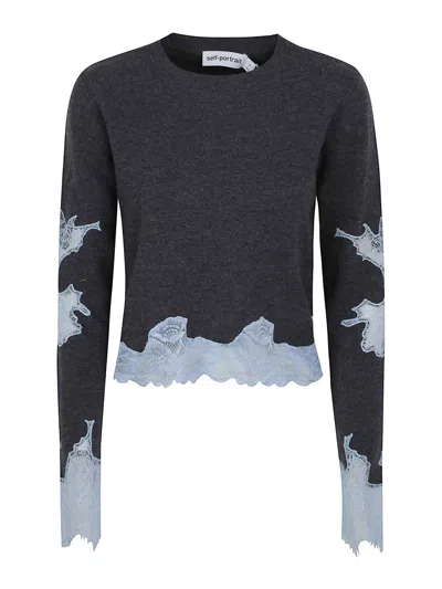 Self-portrait Sweater In Gray