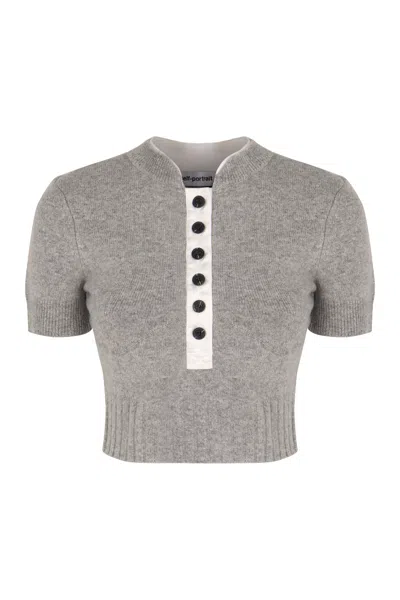 Self-portrait Sweater In Wool Blend In Gray