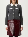 Self-portrait Self Portrait Women Wool Blend Cardigan With Contrasting Collar In Gray
