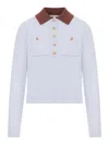 Self-portrait Sweater With Classic Contrast Collar In Blue