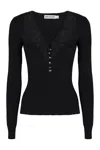 Self-portrait Sweater With Lace In Black