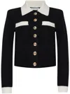 Self-portrait Structured Black Sweater With Gold-tone Buttons