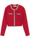 Self-portrait Waffle Knit Crystal Embellished Cardigan