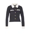 Self-portrait Self Portrait Women Wool Blend Cardigan With Contrasting Collar In Black