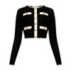 Self-portrait Navy Crochet Contrast Trim Cardigan