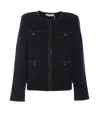 Self-portrait Oversized Black Knitted Cardigan With Flared Sleeves In Blue