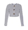 Self-portrait Jewelled-button Wool Cardigan In Blue