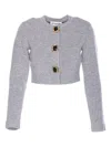 Self-portrait Jewelled-button Wool Cardigan In Gray